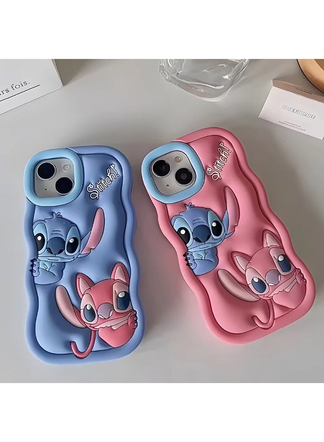 ستيتش حافظة سيليكون ناعمة من  3D Character Bracket مع حامل وقاعدة لحماية شاملة لهاتف iPhone 14 Pro، مقاومة للانزلاق (وردي، iPhone 14 Pro) - Image 2